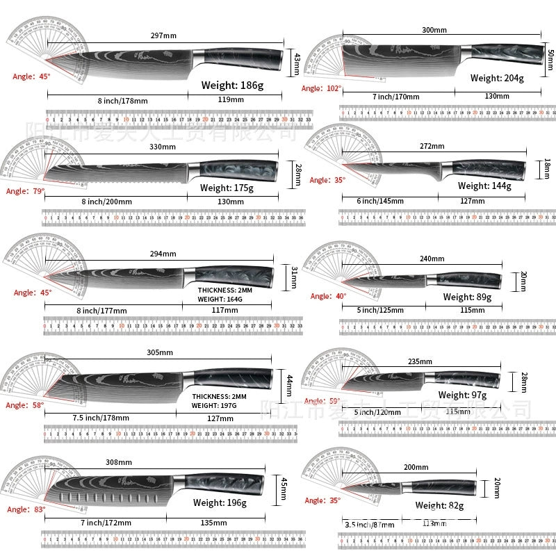 Kitchen knives 10 pcs sets