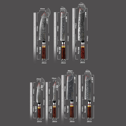 Damascus Steel Chef's Knife Set 6pcs