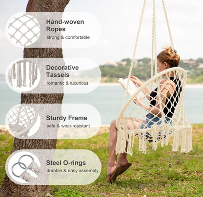 80cm Outdoor Fringed Hanging Chair