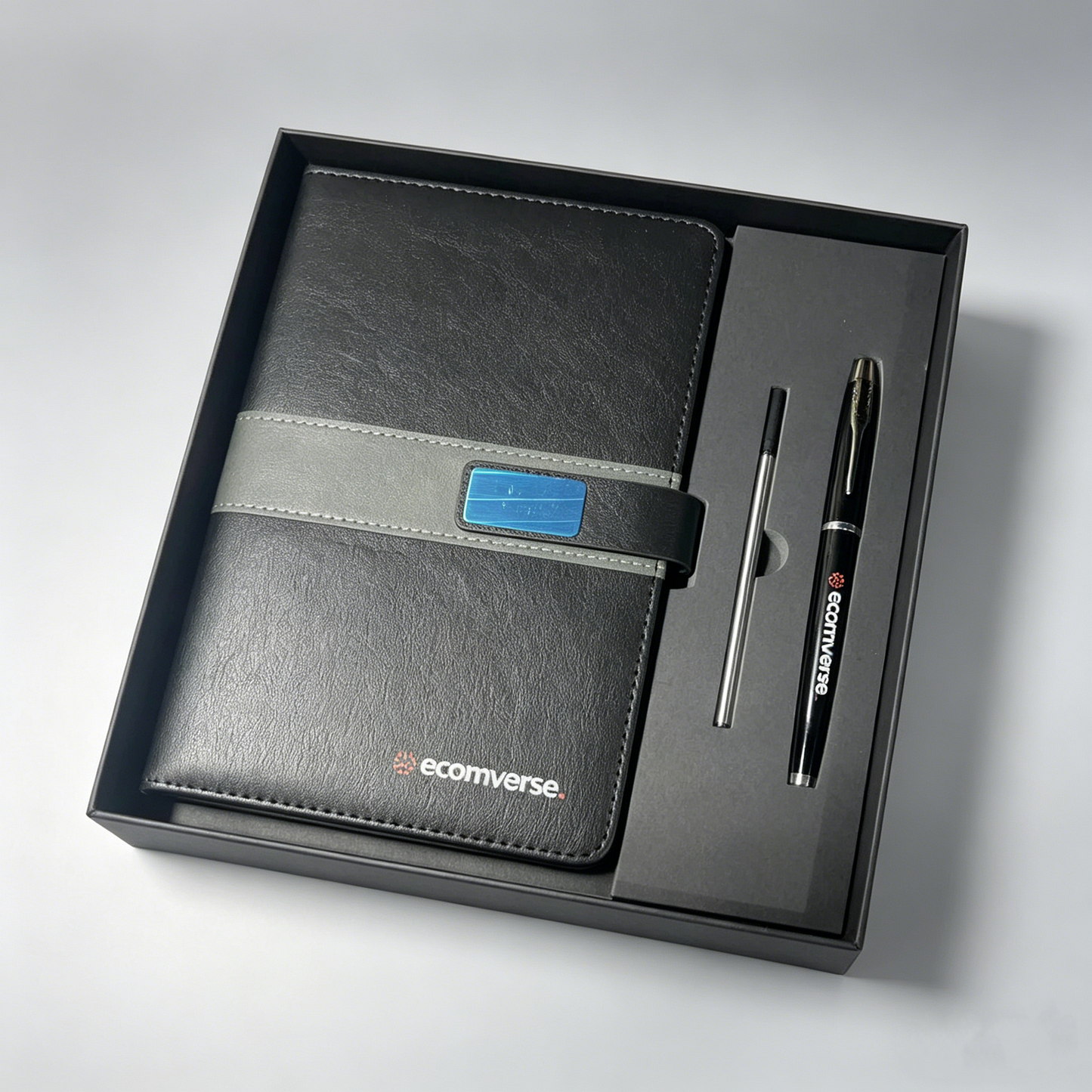 Werbegeschenk Notizbuch-Stift-Set aus Leder mit individuellem Logo