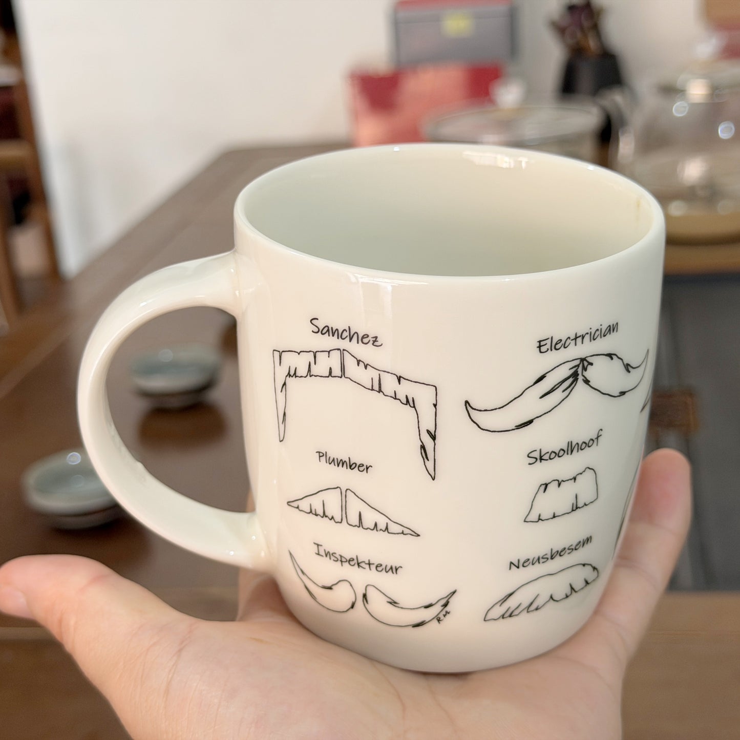 Ceramic mugs with customized logo--Mustache design