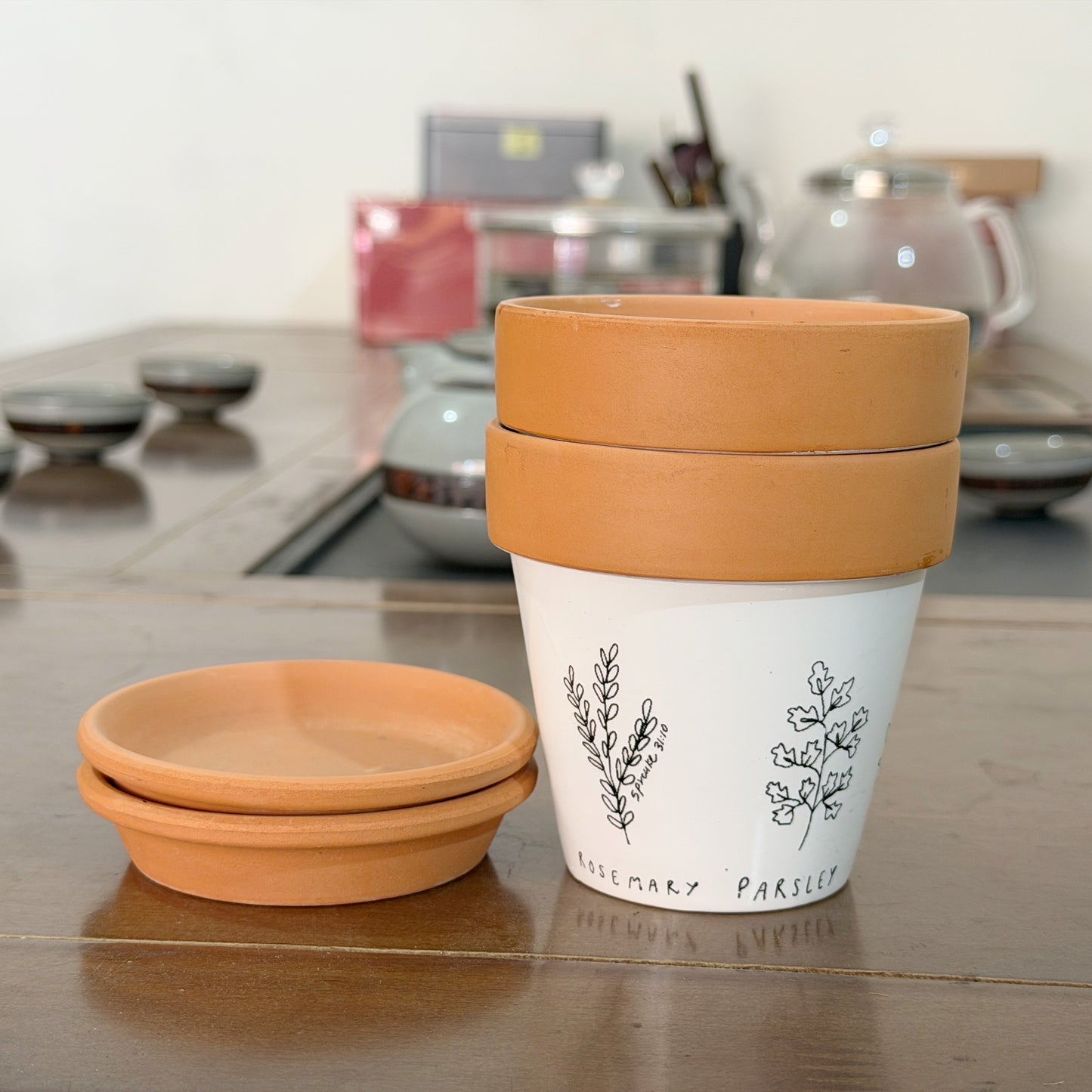 Small Ceramic Herb-planters 3 pcs as a set