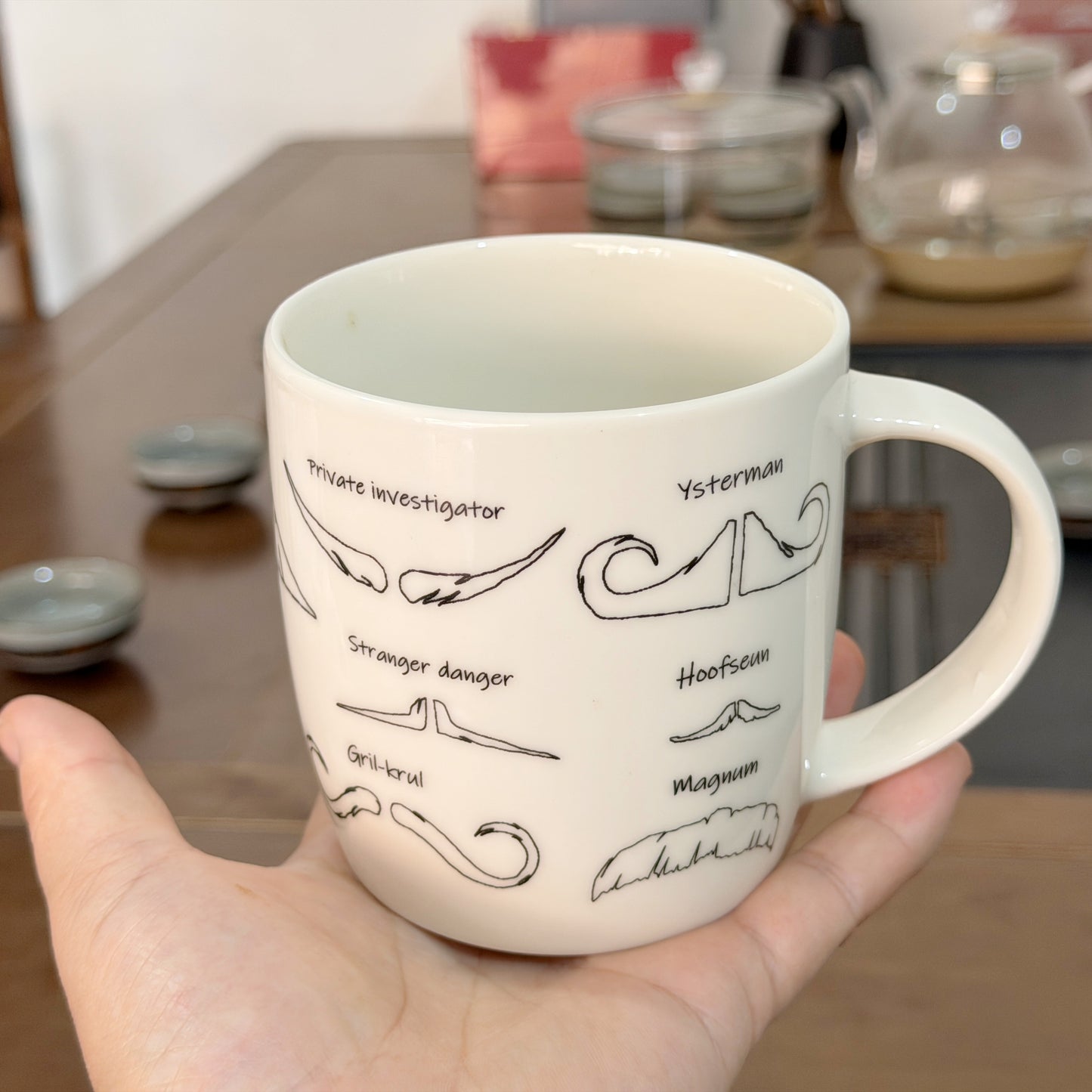 Ceramic mugs with customized logo--Mustache design