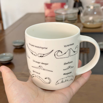Ceramic mugs with customized logo--Mustache design