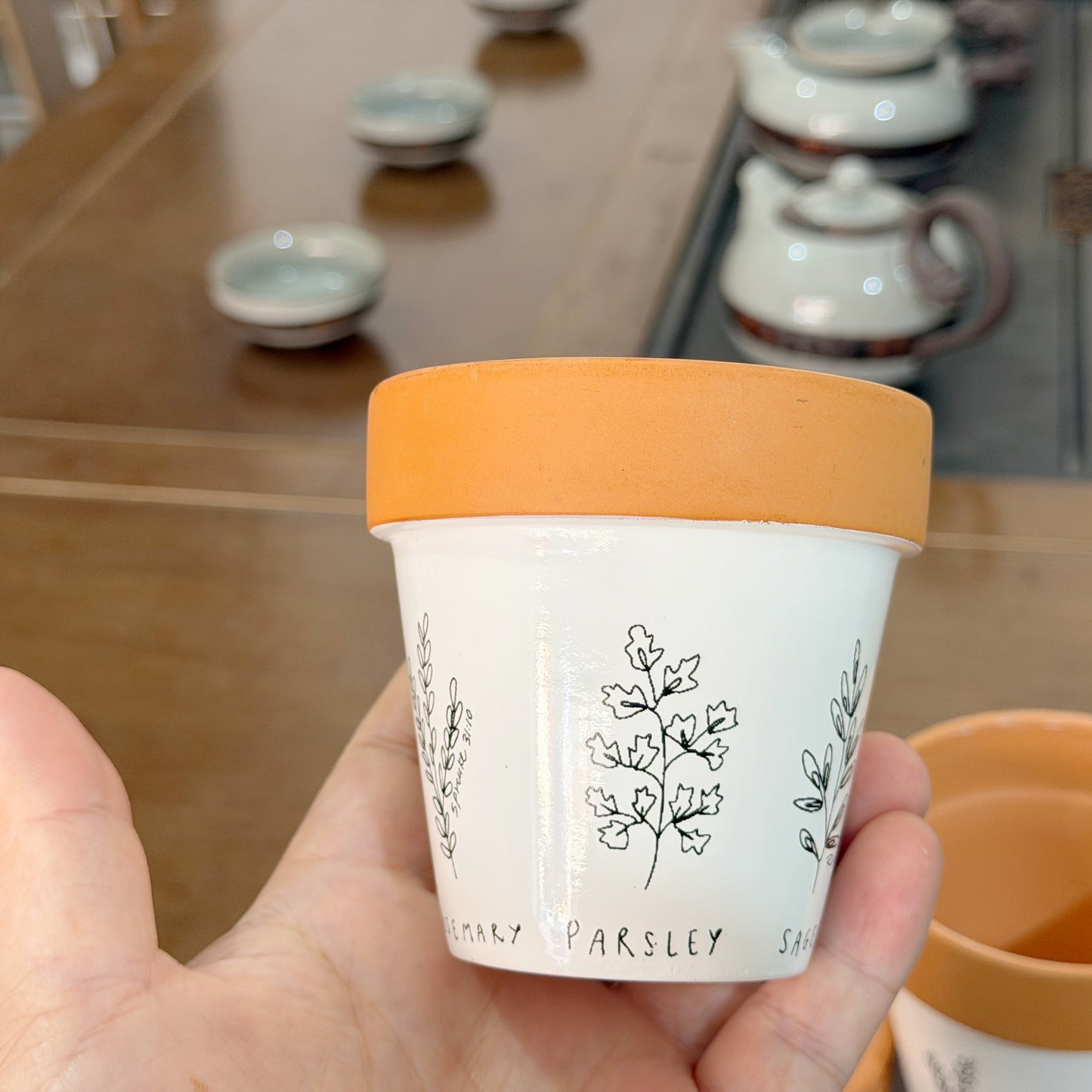 Small Ceramic Herb-planters 3 pcs as a set