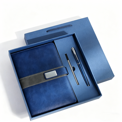 Werbegeschenk Notizbuch-Stift-Set aus Leder mit individuellem Logo